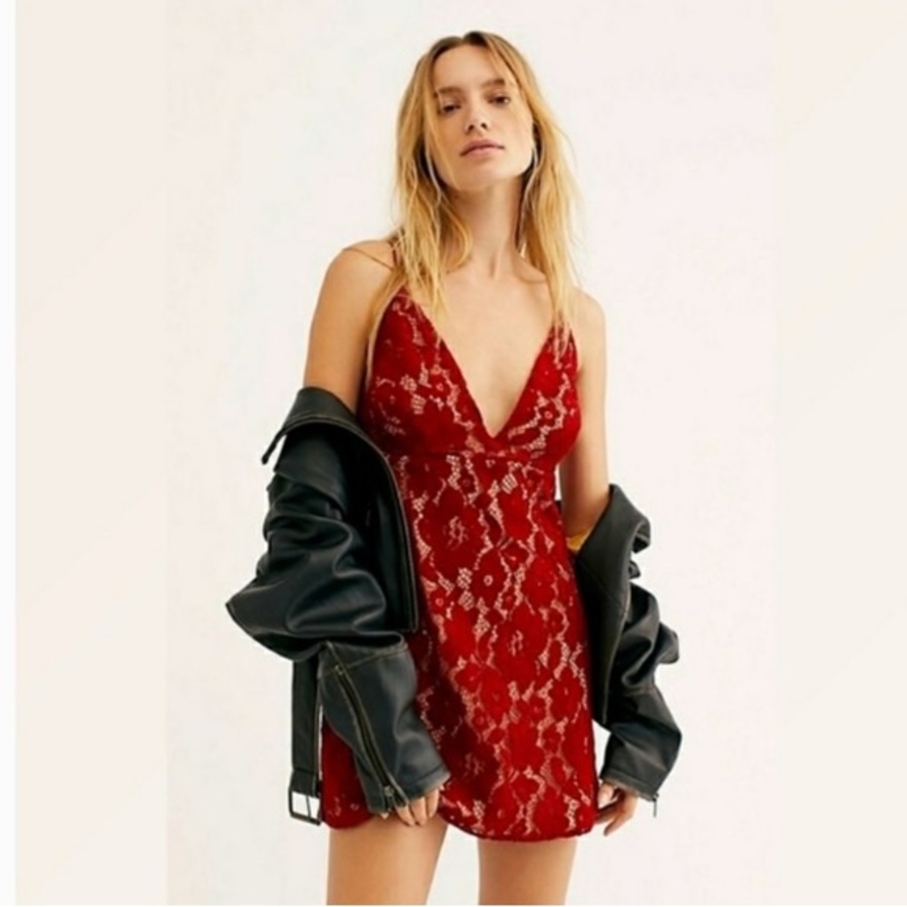 Free People Dangerous Love Dress - Red Size 4 NWT
